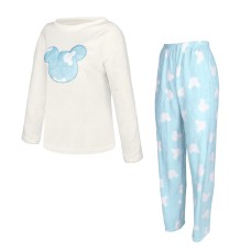 Жіноча махрова тепла піжама Mickey Mouse White + Blue M