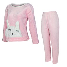 Жіноча махрова тепла піжама Bunny Pink L
