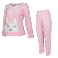 Жіноча махрова тепла піжама Bunny Pink M
