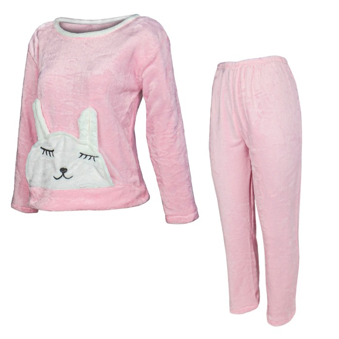 Женская тёплая махровая пижама Bunny Pink M