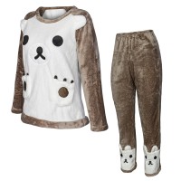 Жіноча махрова тепла піжама Bear White L