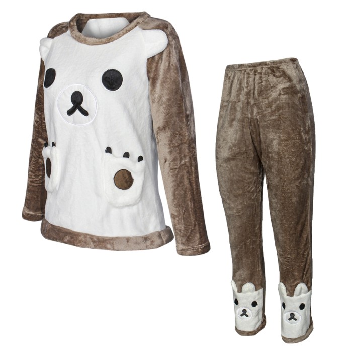 Женская тёплая махровая пижама Bear White XL