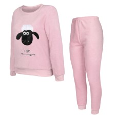 Жіноча махрова тепла піжама Shaun the Sheep Pink L