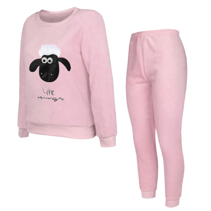 Женская тёплая махровая пижама Shaun the Sheep Pink L