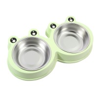 Миска для котів та собак подвійна Taotaopets Frog 135501 Green 36*20*5,5 см