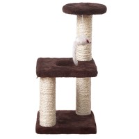 Кігтеточка для кота з полицями та іграшкою Taotaopets 072204 20*20*40 см Coffee