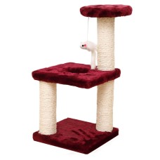 Кігтеточка для кота з полицями та іграшкою Taotaopets 072204 20*20*40 см Burgundy