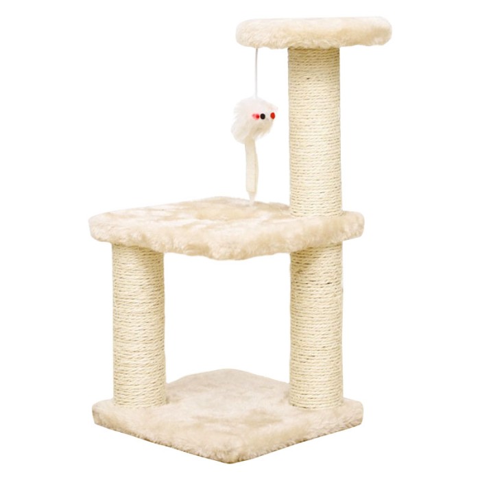 Когтеточка для кота с полками и игрушкой Taotaopets 072204 20*20*40 см Beige
