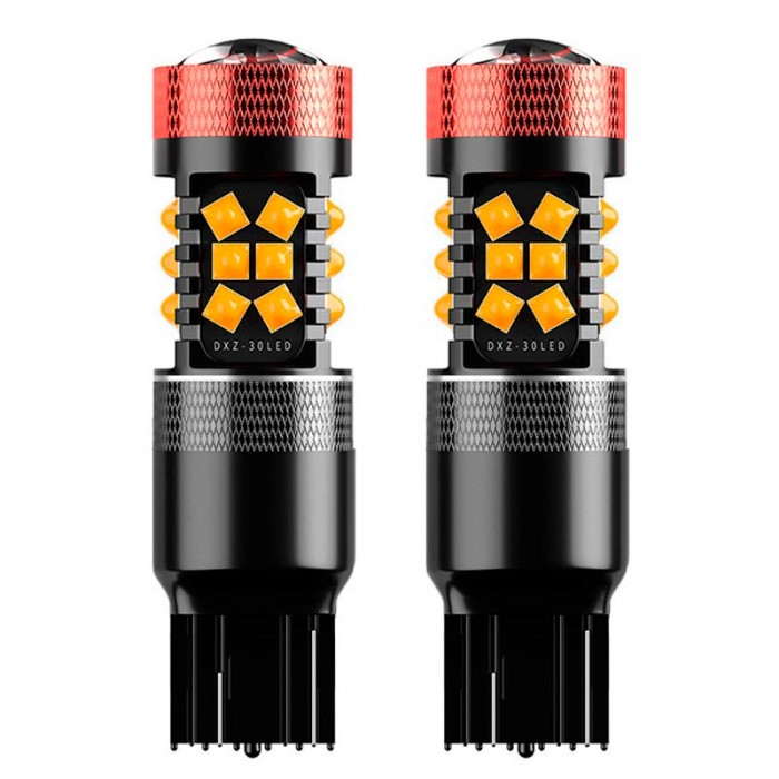 Автомобильная светодиодная лампа поворот+стоп сигнал DXZ G-3030-30 T25-3157 30W Yellow