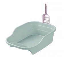 Туалет для кішок з лопаткою Lesko DT308 Blue+Green лоток