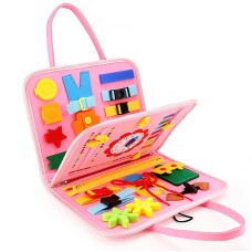 Дитяча розвиваюча сумочка 5462 бізіборд монтесори-іграшка для малюків моторику та сенсорику Pink