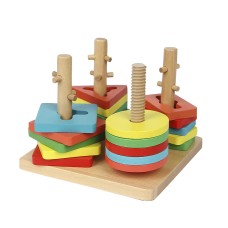 Дитяча розвиваюча іграшка MWZ-3078 Сортер Геометрик дерев'яна пірамідка-ключ 20 елементів
