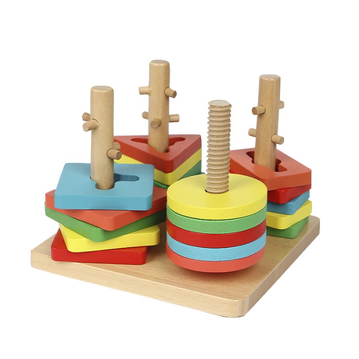 Детская развивающая игрушка MWZ-3078 Сортер Геометрик деревянная пирамидка-ключ 20 элементов