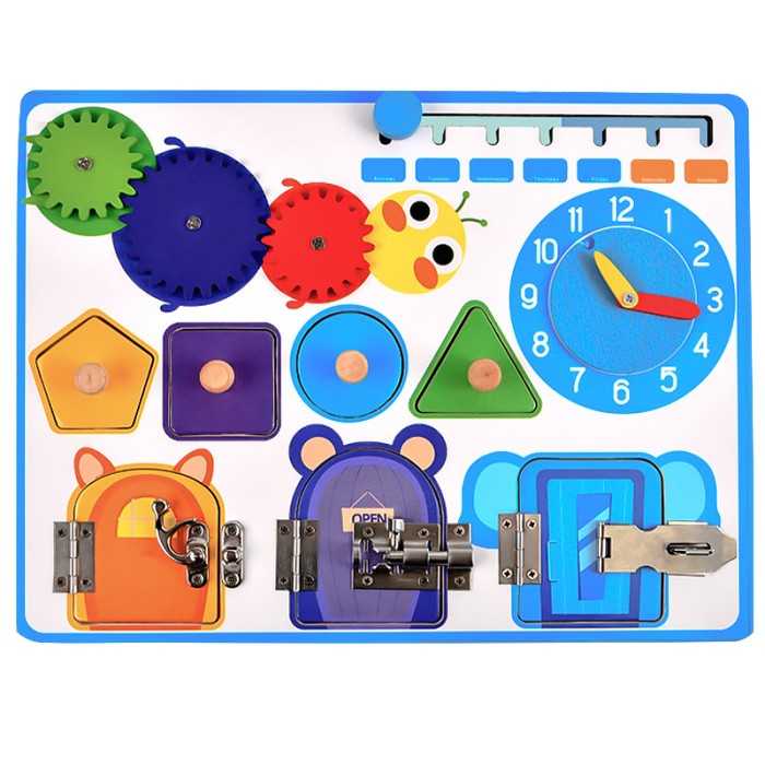 Детская развивающая игрушка Бизиборд часы шестеренки