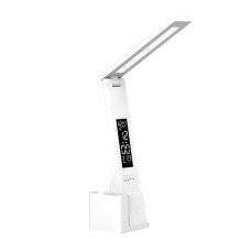 Настільна LED лампа 7791 складана акумуляторна сенсорна з термометром дисплеєм та відсіком для канцелярії