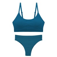 Безшовний комплект жіночої білизни в рубчик труси та топ 0202# Туркус M 70/75 ABC