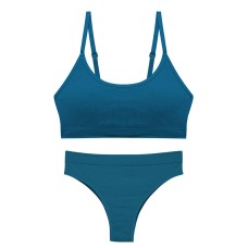 Безшовний комплект жіночої білизни в рубчик труси та топ 0202# Туркус XL 85 ABC