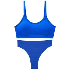 Безшовні комплект жіночої білизни в рубчик труси та топ 6618# Синій L 80 ABC