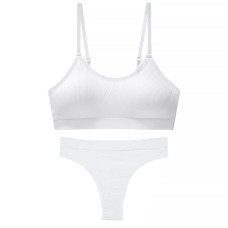 Безшовний комплект жіночої білизни в рубчик труси та топ 6618# Білий XL 85 ABC