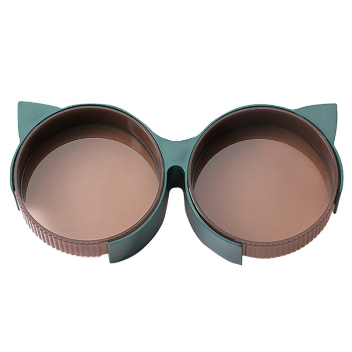 Миска Taotaopets 198807 для котов двойная с ушками Green