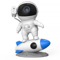 Проектор ночник Астронавт на Ракете звездное небо и галактика с 12 слайдами USB и подсветкой White