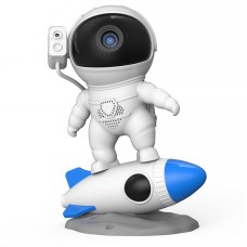 Проектор ночник Астронавт на Ракете звездное небо и галактика с 12 слайдами USB и подсветкой White