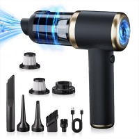 Автомобільний пилосос HELLOLEIBOO T-132 + сумка TYPE-C 2000 mAh 120 Вт Black + Gold