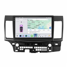 Штатная магнитола Lesko для Mitsubishi Lancer X 2007-2010 экран 10" 4/64 QLED CarPlay 4G Wi-Fi GPS 360 Prime