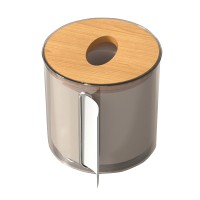 Настольная коробка-органайзер 3565 для салфеток круглый пластковый 13*13 см Gray