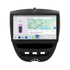 Штатна магнітола Lesko для Peugeot 107 I Рестайлінг 2 2012-2014 екран 10" 4/64 QLED CarPlay 4G Wi-Fi GPS 360 Prime