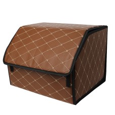 Автомобільний органайзер ZWX-002 Brown-Gold компактний місткий два відділи для зберігання на липучці з ручкою 65*30*30 см