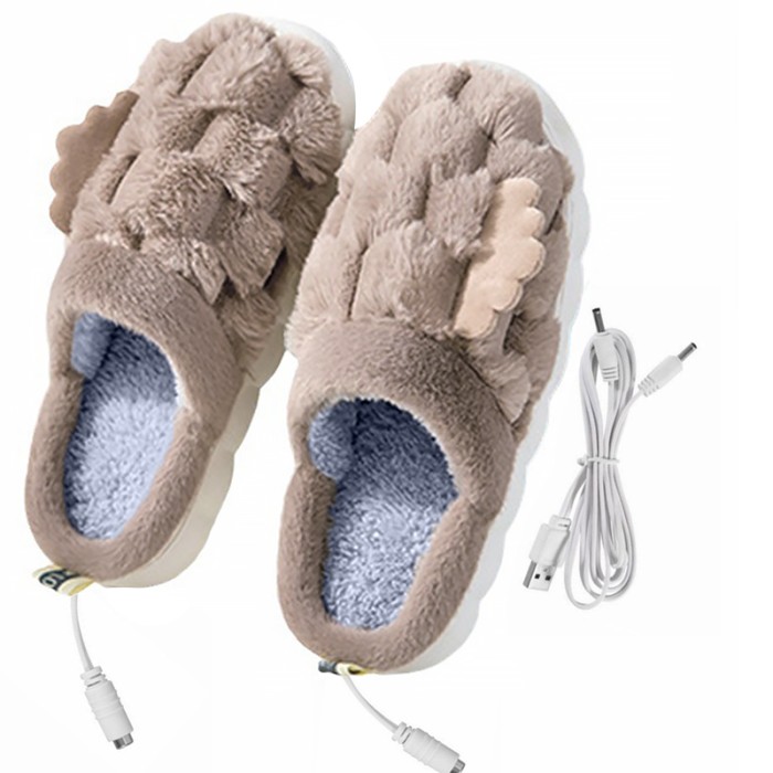 Домашние комнатные тапочки с подогревом A-232 USB c крыльями Beige