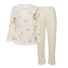 Комплект жіночої піжами 301 Bear Pink сорочка з довгим рукавом та штанами тепла L