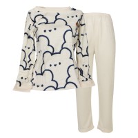 Комплект жіночої піжами 302 Bear Blue сорочка з довгим рукавом і штанами тепла фланелева 2XL