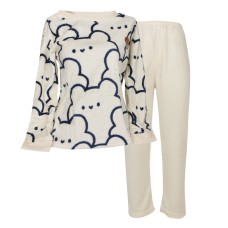 Комплект жіночої піжами 302 Bear Blue сорочка з довгим рукавом і штанами тепла фланелева XL