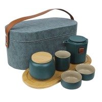 Дорожній набір 45521 для чайної церемонії з 7 предметів керамічний Dark Green