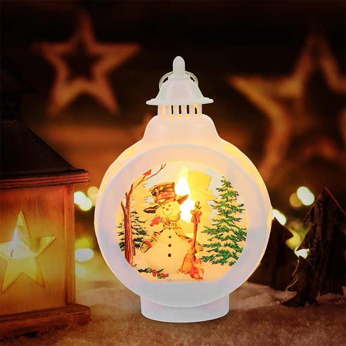 Декоративный фонарь новогодний 3265985 Снеговик рождественские украшения для дома White