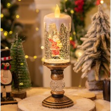 Декоративна новорічна LED свічка 659874 різдвяні прикраси для дому світлодіодна USB+Батарейки Дід Мороз та ведмідь