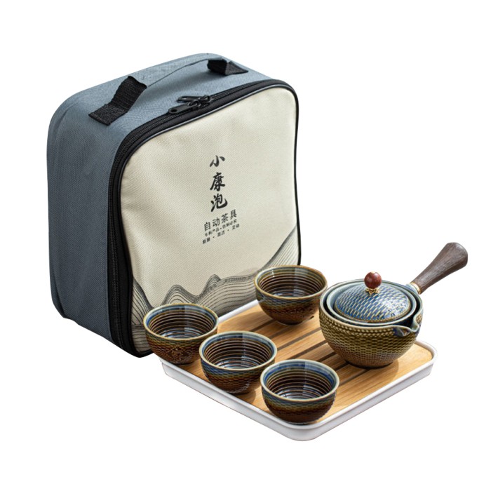 Дорожный набор для чайной церемонии керамический Dragon Blue