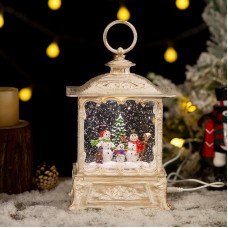 Декоративний ліхтар новорічний 365985 різдвяна прикраса для дому музичний USB+Батарейки