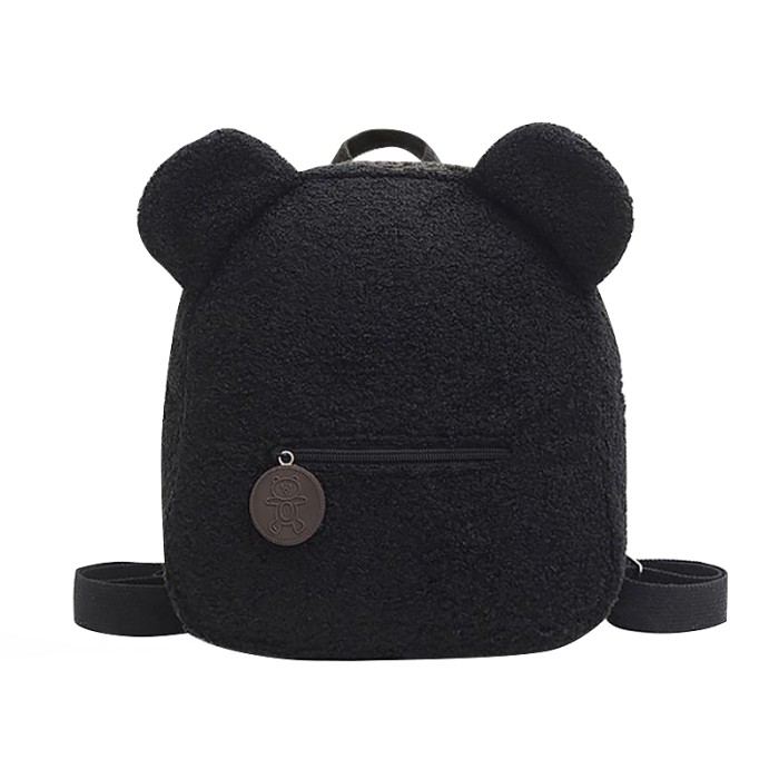 Детский рюкзак 6791 на одно отделение с внешним карманом ремешком и ушками Black