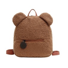 Детский рюкзак 6791 на одно отделение с внешним карманом ремешком и ушками Brown