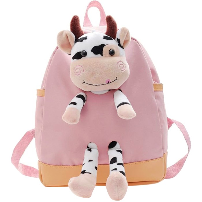 Детский рюкзак A-7757 Cow на одно отделение с ремешком  Pink