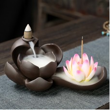 Підставка для пахощів JC20220213000001 Лотос із зворотним потоком рідкого диму тримач для ароматичних паличок та конусів Pink