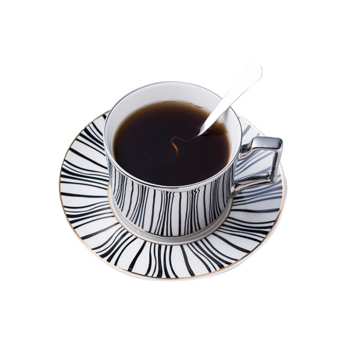 Керамическая чашка A24 с ложкой и блюдцем