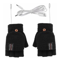 Жіночі рукавиці-мітенки 2020 рукавички з підігрівом від USB і рукавицею, що пристібається Black