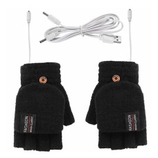 Жіночі рукавиці-мітенки 2020 рукавички з підігрівом від USB і рукавицею, що пристібається Black