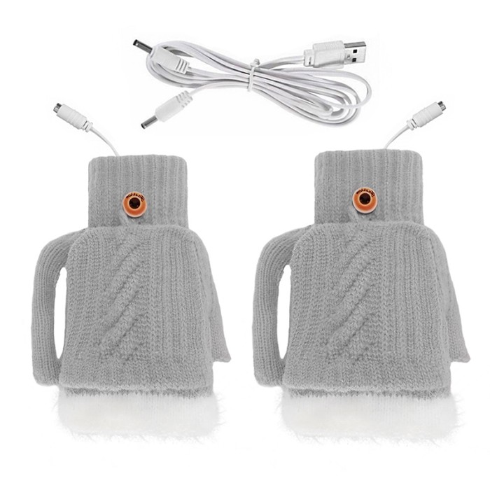 Женские варежки с подогревом от USB G-12 Gray