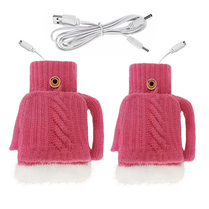 Женские варежки с подогревом от USB G-12 Pink