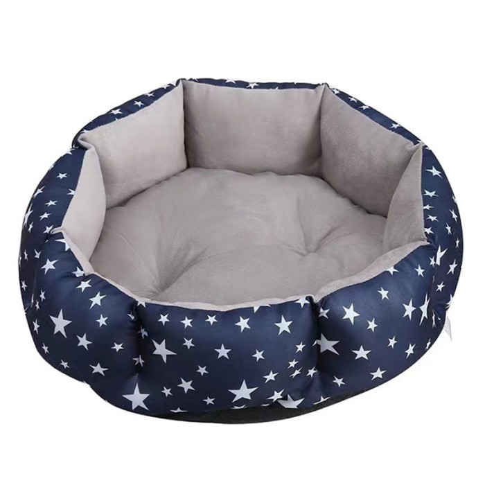 Лежак для котов собак круглый SY-2022-1208 Blue Stars L 60*18 см